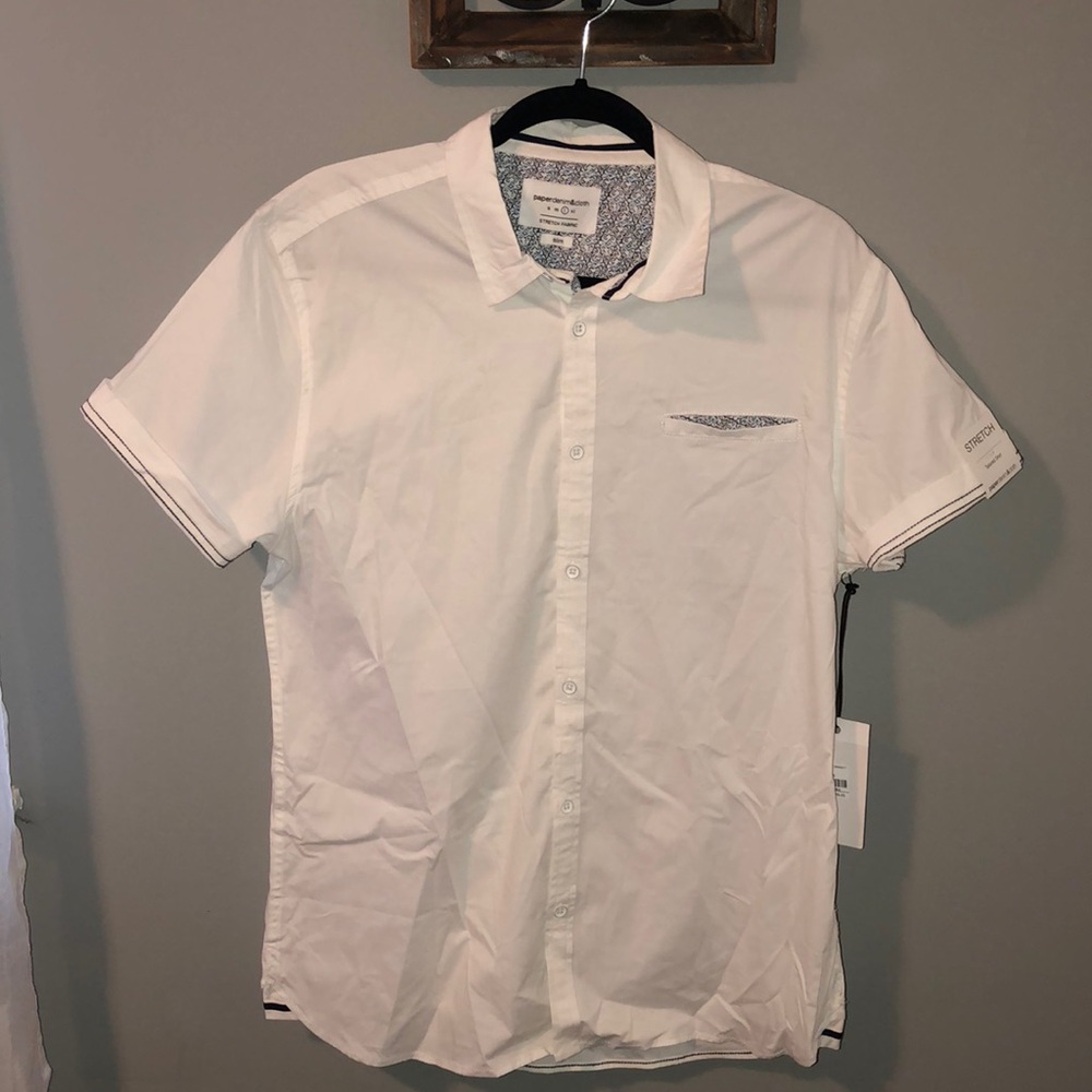 White shirt sleeved button up